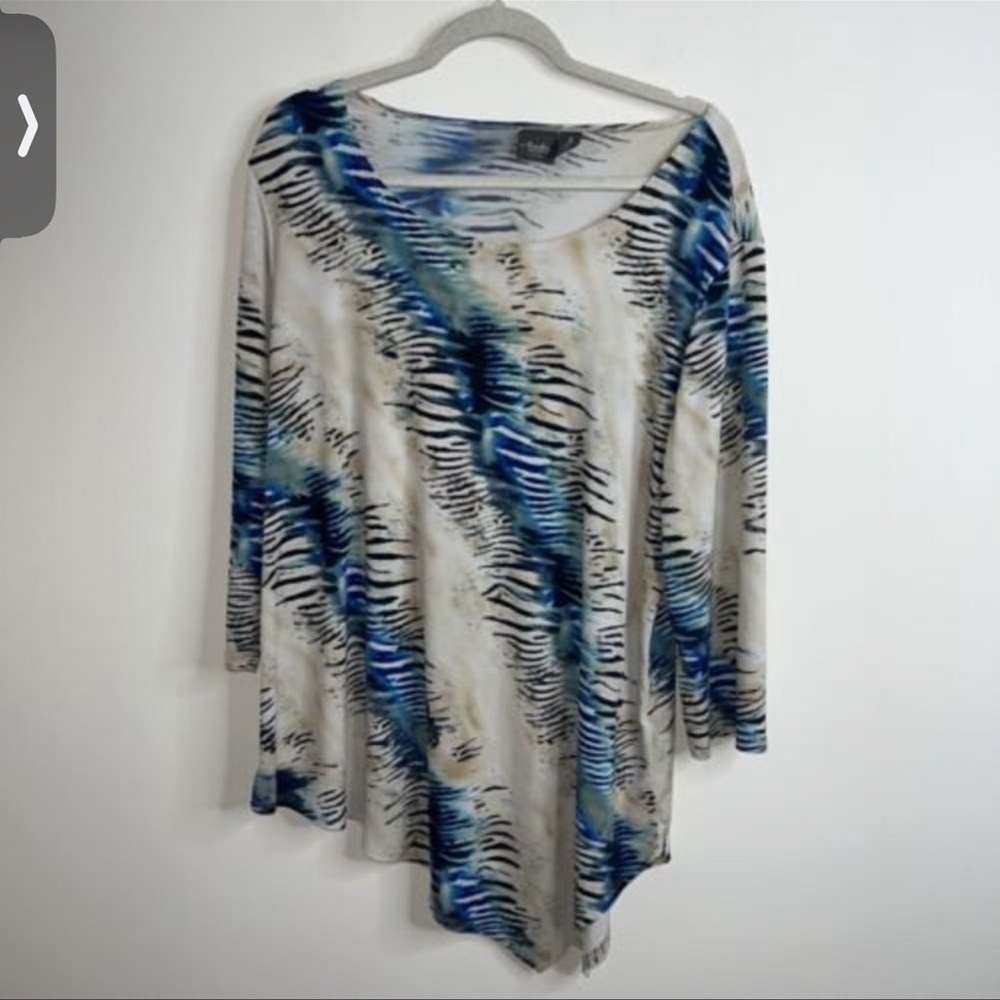 Chico’s Travellers Asymmetric Hem Tunic 3/4 Sleeves US XL/16 Sz3